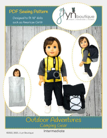 My Sunshine Dolls 18 Inch Modern Outdoor Adventures Camping Gear 18" Doll Accessories Pattern Pixie Faire