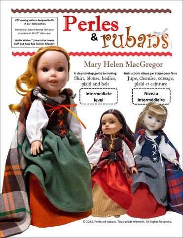 Perles & Rubans 18 Inch Historical Mary Helen MacGregor 14-15" Doll Clothes Pattern Pixie Faire