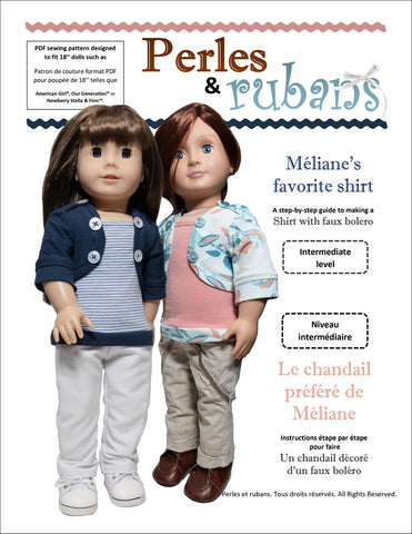 Perles & Rubans 18 Inch Modern Méliane's Favorite Shirt 18" Doll Clothes Pattern Pixie Faire