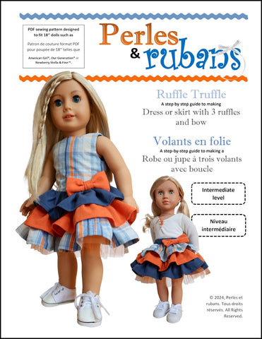 Perles & Rubans 18 Inch Modern Ruffle Truffle 18" Doll Clothes Pattern Pixie Faire