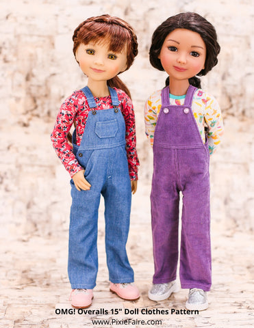QTπ Pattern Co Ruby Red Fashion Friends Oh My Gosh! Overalls Doll Clothes Pattern For 15" Ruby Red Fashion Friends Dolls Pixie Faire
