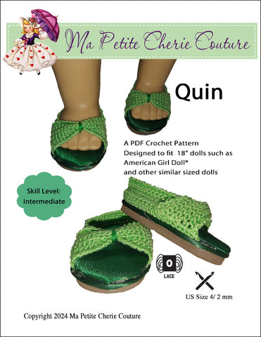 Mon Petite Cherie Couture Crochet Quin Shoes 18" Doll Crochet Pattern Pixie Faire