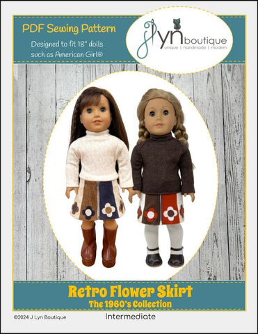 J Lyn Boutique 18 Inch Historical Retro Flower Skirt 18" Doll Clothes Pattern Pixie Faire