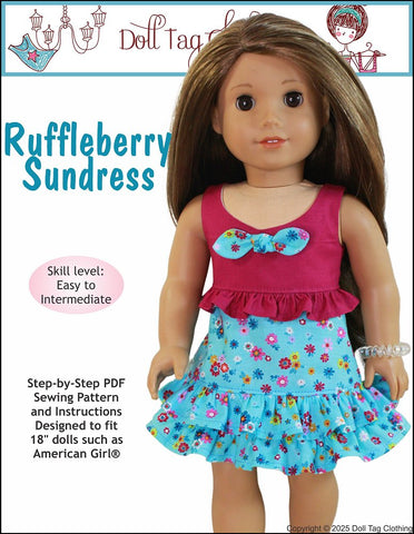 Doll Tag Clothing 18 Inch Modern Ruffleberry Sundress 18" Doll Clothes Pattern Pixie Faire