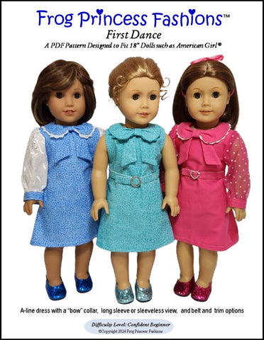 Frog Princess Fashions 18 Inch Modern First Dance 18" Doll Clothes Pattern Pixie Faire