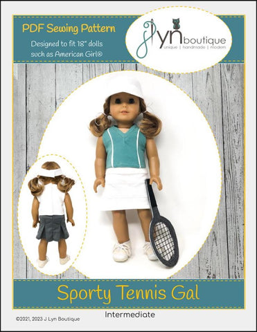 J Lyn Boutique 18 Inch Modern Sporty Tennis Gal 18" Doll Clothes Pattern Pixie Faire