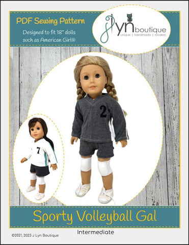 J Lyn Boutique 18 Inch Modern Sporty Volleyball Gal 18" Doll Clothes Pattern Pixie Faire