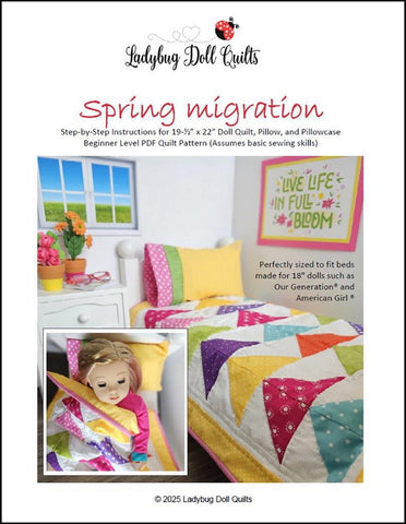 Ladybug Doll Quilts Quilt Spring Migration 18" Doll Quilt Pattern Pixie Faire