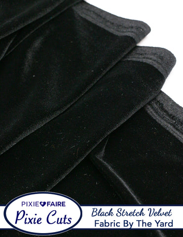 Pixie Faire Pixie Cuts Pixie Cuts Fabric By The Yard - Stretch Velvet Black 1/2 Yard Pixie Faire