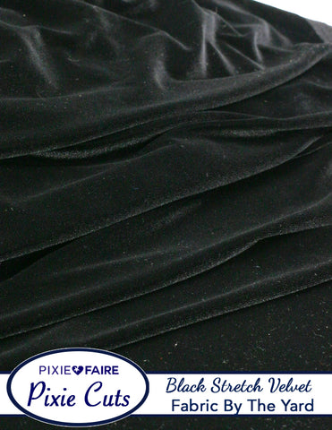 Pixie Faire Pixie Cuts Pixie Cuts Fabric By The Yard - Stretch Velvet Black 1/2 Yard Pixie Faire