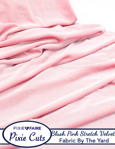 Pixie Faire Pixie Cuts Pixie Cuts Fabric By The Yard - Stretch Velvet Blush Pink 1/2 Yard Pixie Faire