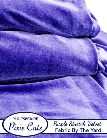 Pixie Faire Pixie Cuts Pixie Cuts Fabric By The Yard - Stretch Velvet Purple 1/2 Yard Pixie Faire