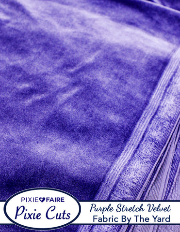 Pixie Faire Pixie Cuts Pixie Cuts Fabric By The Yard - Stretch Velvet Purple 1/2 Yard Pixie Faire