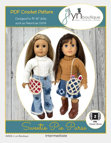 J Lyn Boutique Crochet Sweetie Pie Purse 18" Doll Clothes Accessory Crochet Pattern Pixie Faire