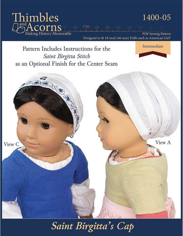 Thimbles and Acorns 18 Inch Historical Saint Birgitta's Cap Doll Clothes Pattern For 18" Dolls Pixie Faire