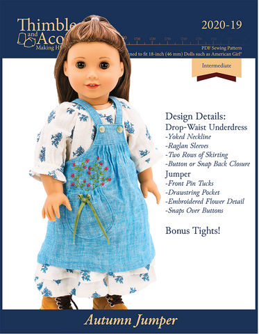 Thimbles and Acorns 18 Inch Historical Autumn Jumper 18" Doll Clothes Pattern Pixie Faire
