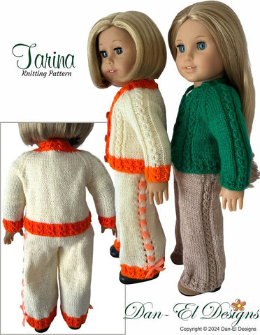 Dan-El Designs Knitting Tarina Sweater and Pants 18 inch Doll Clothes Knitting Pattern Pixie Faire