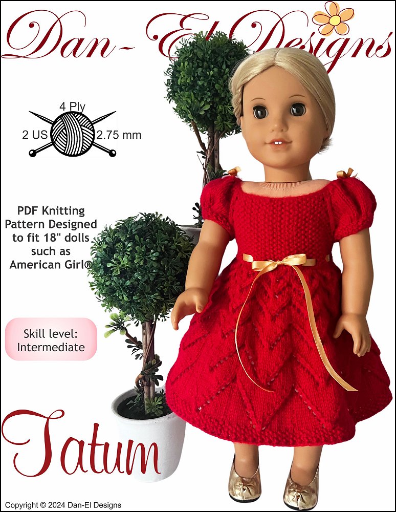 Dan-El Designs Tatum Doll Clothes Knitting Pattern 18 inch American Girl Dolls – Pixie Faire
