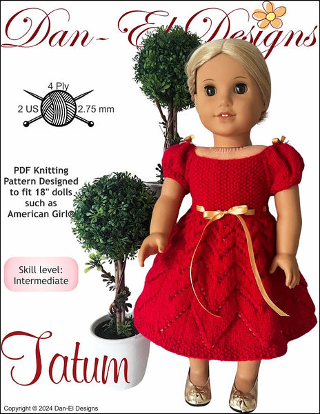 white christmas dresses Dan-El Designs Tatum Doll Clothes Knitting Pattern 18 inch American Girl  Dolls