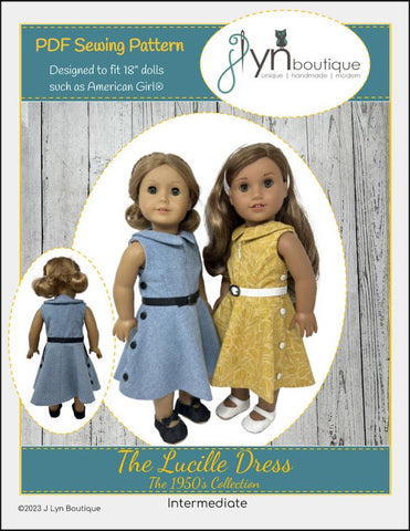 J Lyn Boutique BOGO 18 Inch Historical The Lucille Dress 18" Doll Clothes Pattern Pixie Faire