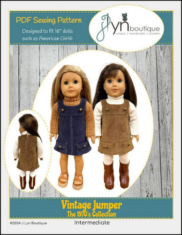 J Lyn Boutique 18 Inch Modern Vintage Jumper 18" Doll Clothes Pattern Pixie Faire