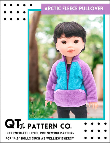 QTπ Pattern Co WellieWishers Arctic Fleece Pullover 14.5" Doll Clothes Pattern Pixie Faire