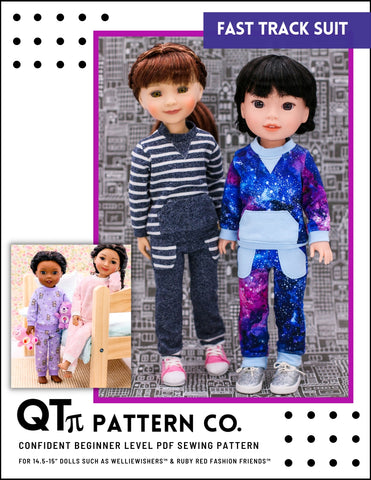 QTĻ Pattern Co Ruby Red Fashion Friends Fast Track Suit 14.5-15" Doll Clothes Pattern Pixie Faire