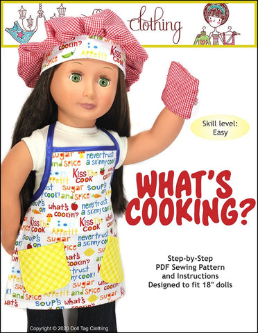 Doll Tag Clothing 18 Inch Modern What's Cooking? 18" Doll Clothes Pattern Pixie Faire