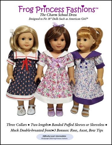 Frog Princess Fashions 18 Inch Modern Charm School Dress 18" Doll Clothes Pattern Pixie Faire