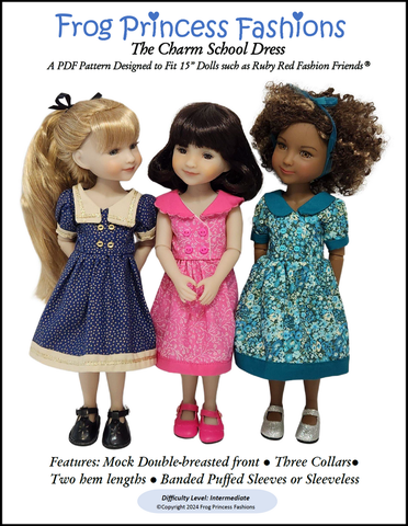 Frog Princess Fashions Ruby Red Fashion Friends Charm School Dress Doll Clothes Pattern For 15" Ruby Red Fashion Friends⢠Pixie Faire