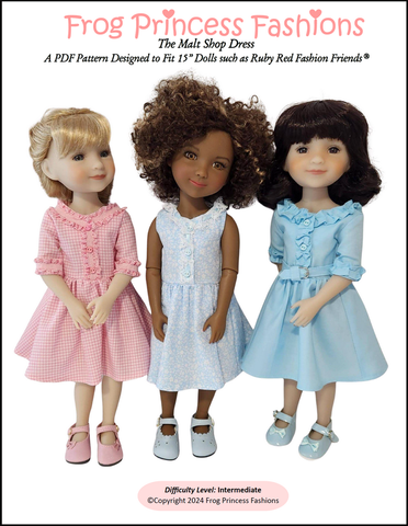 Frog Princess Fashions Ruby Red Fashion Friends Malt Shop Dress Doll Clothes Pattern for 15" Ruby Red Fashion FriendsĀ® Pixie Faire
