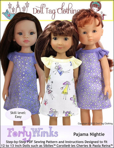 Doll Tag Clothing Siblies Forty Winks Pattern for 12-13" Siblies, Corolle Les Cheries, or Paola Reina Dolls Pixie Faire