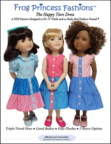 Frog Princess Fashions Ruby Red Fashion Friends Happy Tiers Dress Doll Clothes Pattern For 15" Ruby Red Fashion FriendsĀ® Pixie Faire