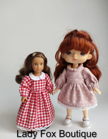 Lady Fox Boutique Mini Cozy Autumn Dress Doll Clothes Pattern For 6 Inch AG Mini Dolls Pixie Faire