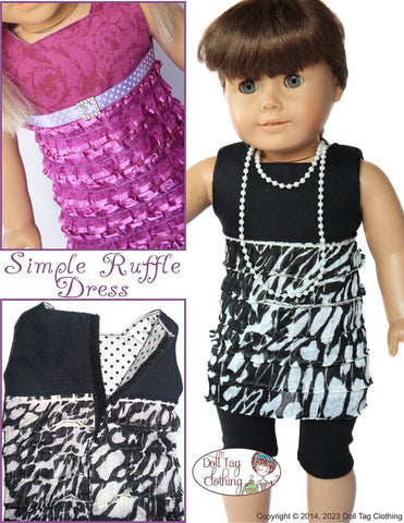 Doll Tag Clothing 18 Inch Modern Simple Ruffle Dress 18" Doll Clothes Pattern Pixie Faire