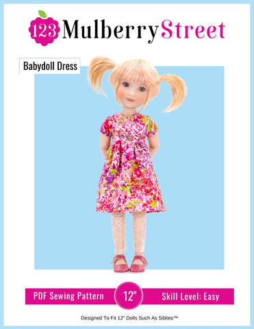 123 Mulberry Street Siblies Babydoll Dress Pattern For 12" Siblies Dolls Pixie Faire