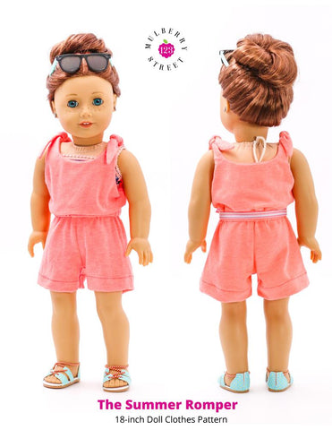 123 Mulberry Street 18 Inch Modern Summer Romper 18" Doll Clothes Pattern Pixie Faire