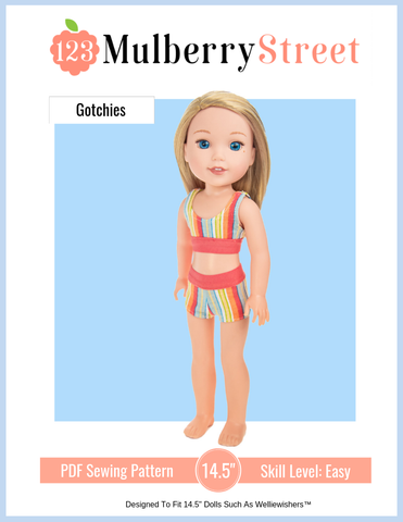 123 Mulberry Street WellieWishers Gotchies 14.5" Doll Clothes Pattern Pixie Faire