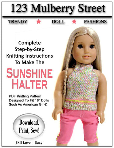 123 Mulberry Street Knitting Sunshine Halter Knitting Pattern Pixie Faire