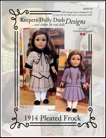 Keepers Dolly Duds Designs 18 Inch Historical 1914 Pleated Frock 18" Doll Clothes Pattern Pixie Faire