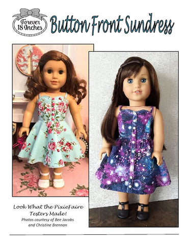 Forever 18 Inches 18 Inch Modern Button Front Sundress 18" Doll Clothes Pattern Pixie Faire