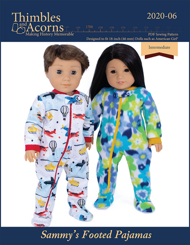 Thimbles and Acorns 18 Inch Boy Doll Sammy's Footed Pajamas 18" Doll Clothes Pattern Pixie Faire