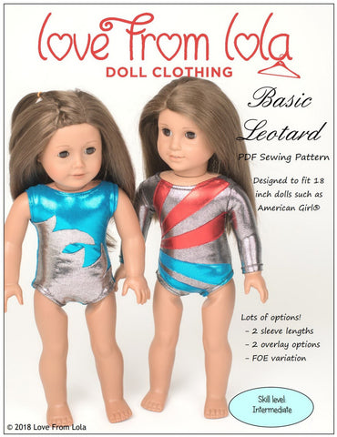 Love From Lola 18 Inch Modern Basic Leotard 18" Doll Clothes Pattern Pixie Faire