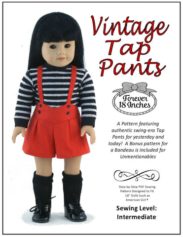 Forever 18 Inches 18 Inch Modern Vintage Tap Pants 18" Doll Clothes Pattern Pixie Faire