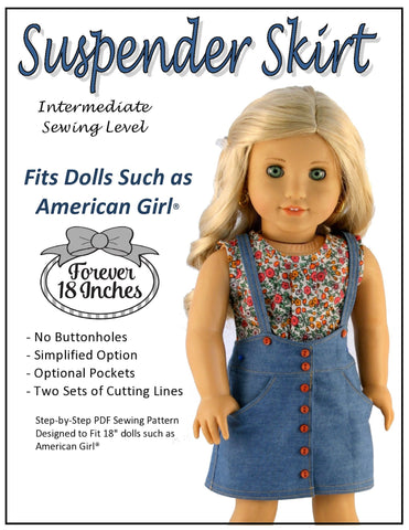 Forever 18 Inches 18 Inch Modern Suspender Skirt 18" Doll Clothes Pixie Faire
