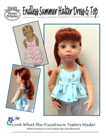 Forever 18 Inches Kidz n Cats Endless Summer Halter Dress & Top Pattern for Kidz N Cats and 19" Gotz Dolls Pixie Faire