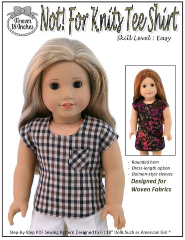 Forever 18 Inches 18 Inch Modern NOT!  For Knits Tee-Shirt 18" Doll Clothes Pattern Pixie Faire