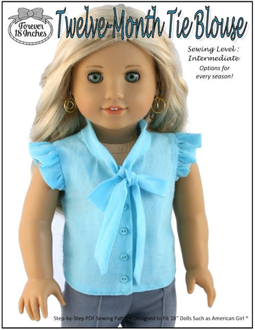 Forever 18 Inches 18 Inch Modern Twelve-Month Tie Blouse 18" Doll Clothes Pixie Faire
