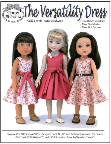 Forever 18 Inches WellieWishers The Versatility Dress 14-15" Doll Clothes Pattern Pixie Faire