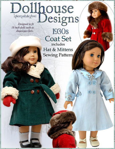 Dollhouse Designs 18 Inch Historical 1930s Coat Set 18" Doll Clothes Pattern Pixie Faire